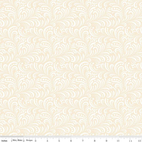 Image of Morning Latte Swirls Latte quilting cotton fabric by Sandy Gervais for Riley Blake Designs. Features swirls on a cream background. Cute Little Fabric Shop