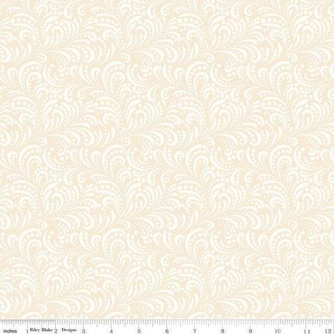 Image of Morning Latte Swirls Latte quilting cotton fabric by Sandy Gervais for Riley Blake Designs. Features swirls on a cream background. Cute Little Fabric Shop