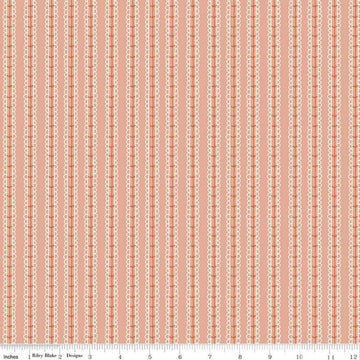 Image of Morning Latte Stripes Pink quilting cotton fabric by Sandy Gervais for Riley Blake Designs. Features stripes on a pink background. Cute Little Fabric Shop