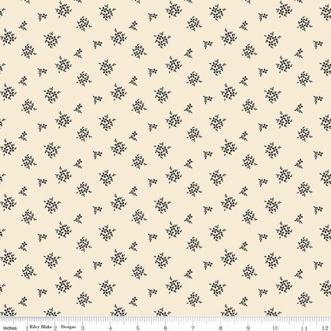 Image of Morning Latte Ditsy Latte quilting cotton fabric by Sandy Gervais for Riley Blake Designs. Features flowers on a cream background. Cute Little Fabric Shop