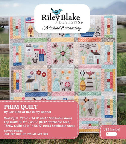 SALE Machine Embroidery Prim Quilt Projects INSTRUCTIONS ME018PRQ25R2 - Riley Blake Designs - USB File 3 Sizes