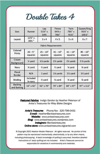 SALE Double Takes 4 Quilt PATTERN P154 - Heather Peterson - Riley Blake Designs - INSTRUCTIONS Only - Piecing 10" Stacker Friendly
