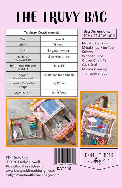 SALE The Truvy Bag Project PATTERN P234 by Knot and Thread Design - Riley Blake Design - INSTRUCTIONS Only - 4 Zippered Pockets