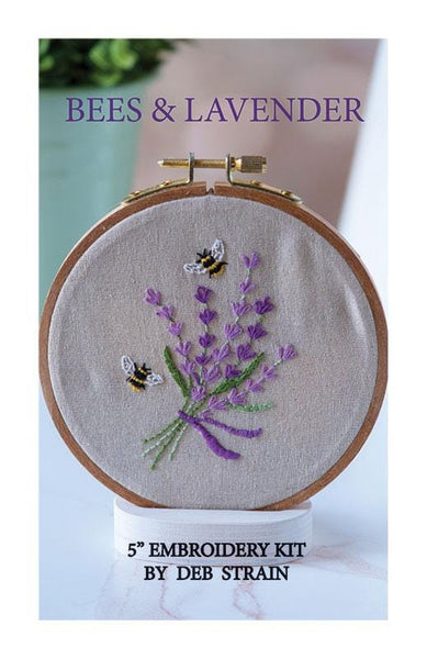 Embroidery Kit Bees & Lavender DSS-011 - Moda Fabrics - Deb Strain Stitches - Includes: Instructions Transfer Paper Fabric Floss Needle Hoop
