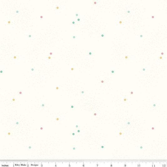 2yd 34" End of Bolt - Dainty Daisy on Cloud 108" WIDEBACK Pastel Low-Volume Fabric - WB700 - Lori Holt Riley Blake Quilting Cotton Fabric