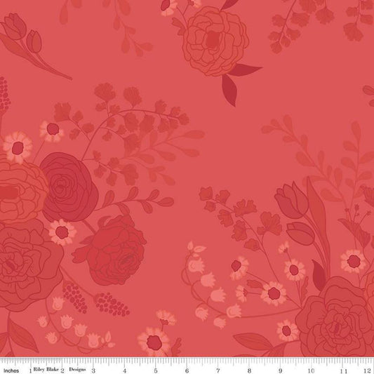 3-Yard cut - SALE First Blooms Tonal Floral WIDEBACK WB16331 Berry - Riley Blake - 108" - Quilting Cotton Fabric