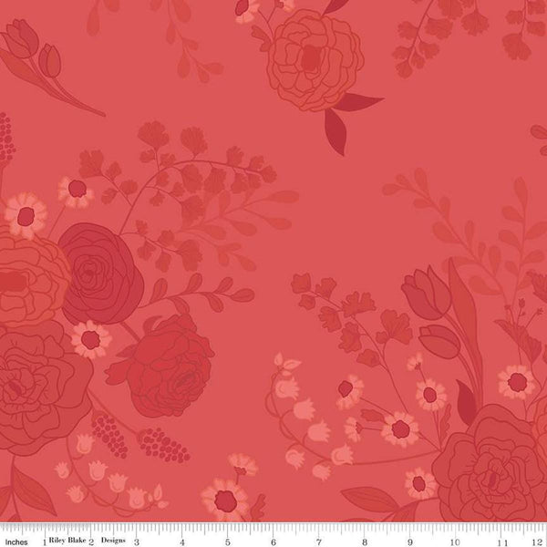 3 yard cut - First Blooms Tonal Floral WIDE BACK WB16331 Berry - Riley Blake - 107/108" Wide - Quilting Cotton Fabric