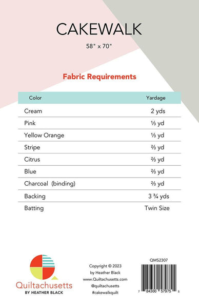 Cakewalk Quilt PATTERN P212 by Heather Black - Riley Blake Designs - INSTRUCTIONS Only - One Size Beginner Friendly