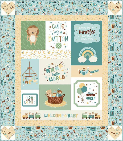 Cute as a Button Boy Panel Quilt KT-16760 - Riley Blake Designs - Box Pattern Fabric - Baby Boy - Quilting Cotton Fabric