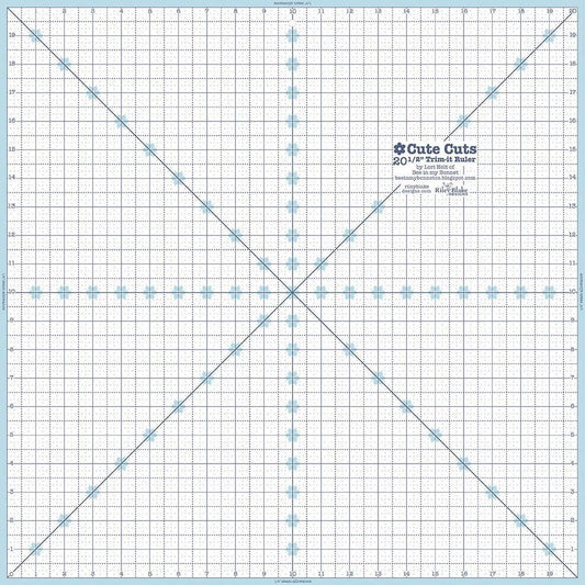 SALE Cute Cuts Trim-It Ruler 20 1/2" Square - STTI-21861 - Riley Blake Plastic Non-Slip Ruler