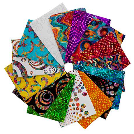Bedazzled Fat Quarter Bundle 15 pieces - QT Fabrics - Pre cut Precut - Abstract Geometric - Quilting Cotton Fabric