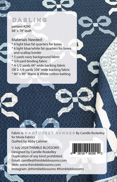SALE Darling Quilt Pattern TB-290 by Thimble Blossoms - Moda Fabrics - INSTRUCTIONS Only - Fat Quarter Friendly - Nantucket Summer