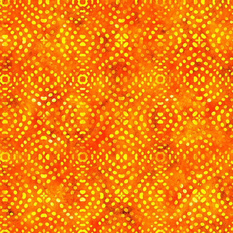 Image of Bedazzled Textural Dots Orange quilting cotton fabric by Morris Creative Group for QT Fabrics. Features dots on an orange background. Cute Little Fabric Shop
