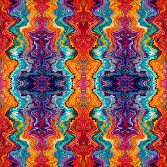 Image of Bedazzled Fractal Stripe Multi quilting cotton fabric by Morris Creative Group for QT Fabrics. Features marbling on a multi-colored background. Cute Little Fabric Shop