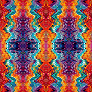 Image of Bedazzled Fractal Stripe Multi quilting cotton fabric by Morris Creative Group for QT Fabrics. Features marbling on a multi-colored background. Cute Little Fabric Shop