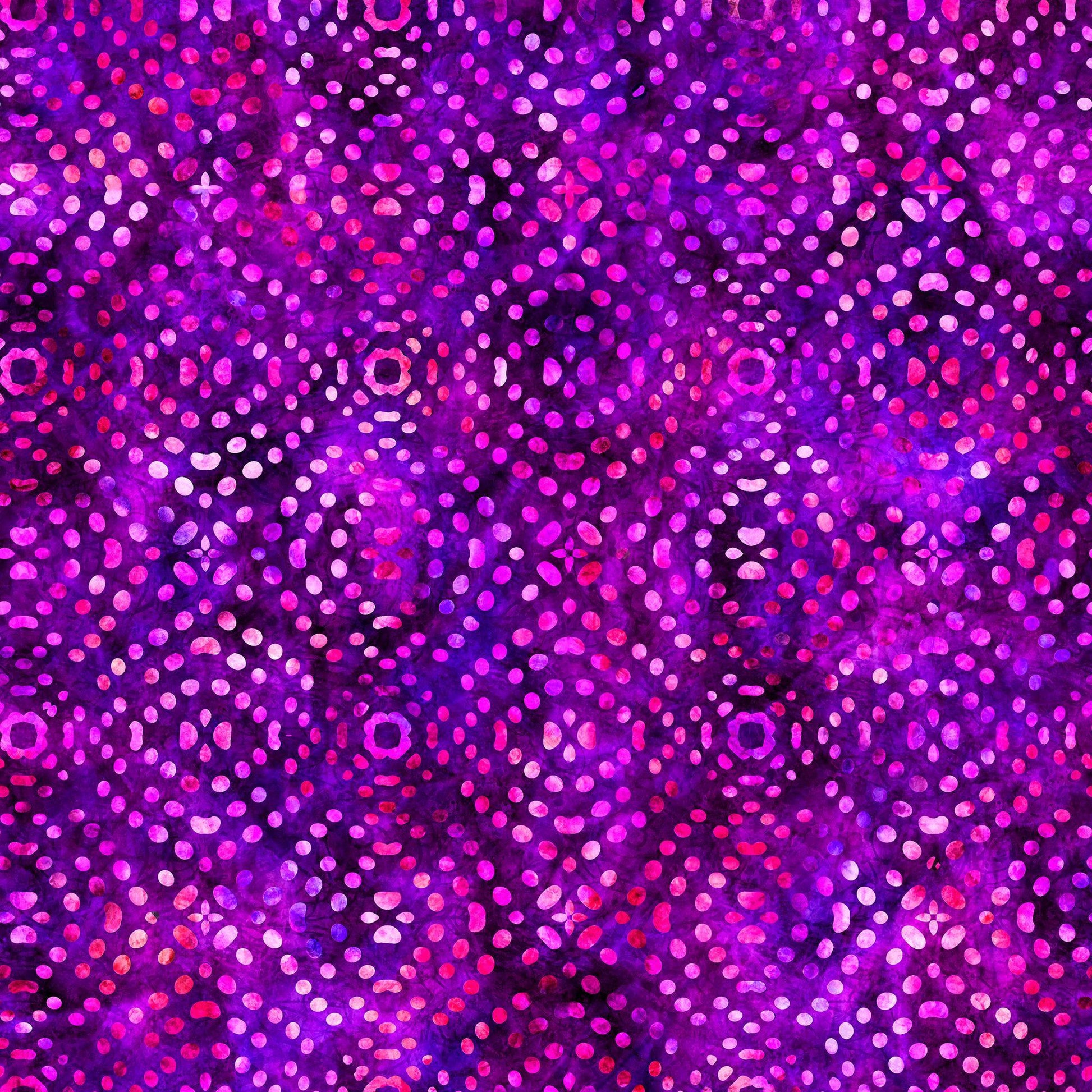 Image of Bedazzled Textural Dots Magenta quilting cotton fabric by Morris Creative Group for QT Fabrics. Features dots on a purple background. Cute Little Fabric Shop