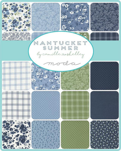 Nantucket Summer Mini Charm Pack 2 1/2" Stacker Bundle - 55260MC - Moda Fabrics - 42 piece Precut Pre cut - Flowers - Quilting Cotton Fabric
