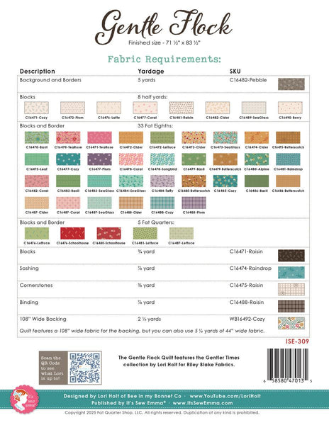 SALE It's Sew Emma Gentle Flock Quilt PATTERN P051-ISE-300 by Lori Holt - Riley Blake Designs - Instructions Only - Fat Quarter Friendly