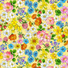 Image of Healing Garden Flower Heads Yellow quilting cotton fabric by Jane Maday for QT Fabrics. Features flowers on a yellow background. Cute Little Fabric Shop