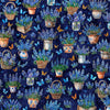 Image of Grab Bag Season 3 Potted Bluebonnets Navy quilting cotton fabric by Morris Creative Group for QT Fabrics. Features flowers on a blue background. Cute Little Fabric Shop