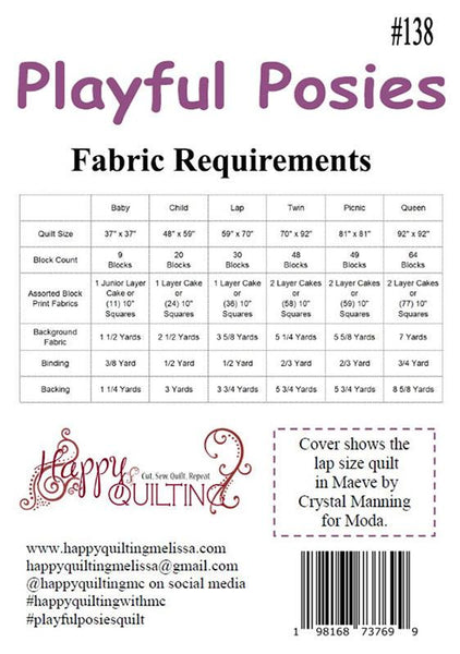 Playful Posies Quilt Pattern HQ-138 by Melissa Corry - Moda Fabrics - INSTRUCTIONS Only - 10 Inch Stacker Friendly - Multiple Sizes