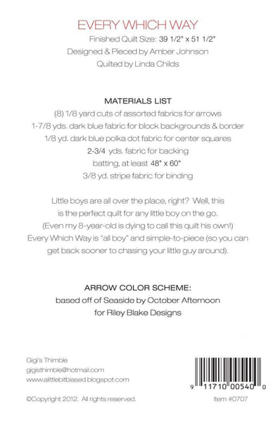 Every Which Way Quilt PATTERN P042 by Amber Johnson - Riley Blake Designs - INSTRUCTIONS Only - Arrows Beginner Friendly