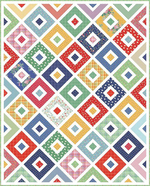 Four Square Quilt PATTERN P205 by American Jane Patterns - Riley Blake Designs - INSTRUCTIONS Only - Rolie Polie Friendly
