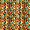 Image of Solstice Kaleidoscope Orange quilting cotton fabric by Morris Creative Group for QT Fabrics. Features geometric designs on an orange background. Cute Little Fabric Shop