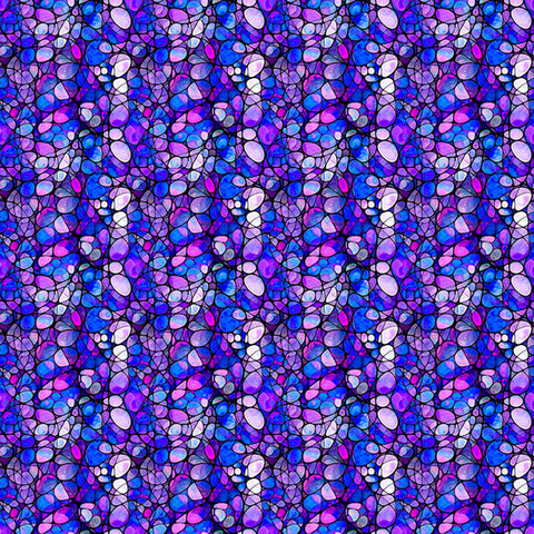Image of Solstice Kaleidoscope Violet quilting cotton fabric by Morris Creative Group for QT Fabrics. Features geometric designs on a purple background. Cute Little Fabric Shop