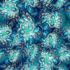 Image of Feline Fantasia Marble Abstract Teal quilting cotton fabric by Morris Creative Group for QT Fabrics. Features marbling on a blue background. Cute Little Fabric Shop