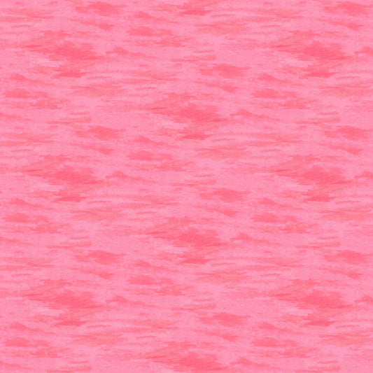 Image of Blooming Bouquet Watercolor Texture Blender Pink quilting cotton fabric by Suzanne Allard for QT Fabrics. Features brushstrokes on a pink background. Cute Little Fabric Shop