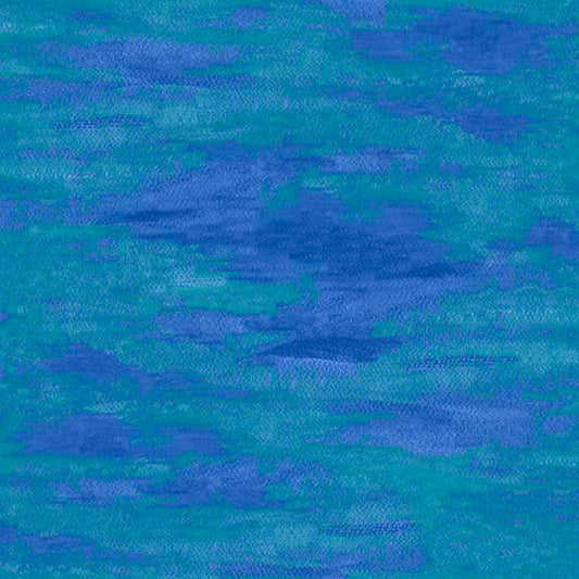 Image of Blooming Bouquet Watercolor Texture Blender Blue quilting cotton fabric by Suzanne Allard for QT Fabrics. Features brushstrokes on a blue background. Cute Little Fabric Shop