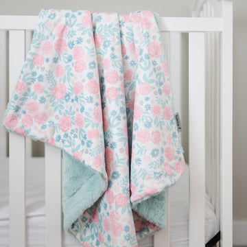 SALE umMary's Rose Garden Baby Minky Blanket - MB6008 - Riley Blake Designs - Floral Flowers Roses - Prepackaged Dreamy Baby Minky Blanket
