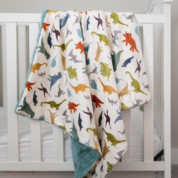 SALE Dino Roar Cream Baby Minky Blanket - MB6004 - Riley Blake Designs - Dinosaur Baby Boy - Prepackaged Dreamy Baby Minky Blanket