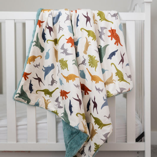 SALE Dino Roar Cream Baby Minky Blanket - MB6004 - Riley Blake Designs - Dinosaur Baby Boy - Prepackaged Dreamy Baby Minky Blanket
