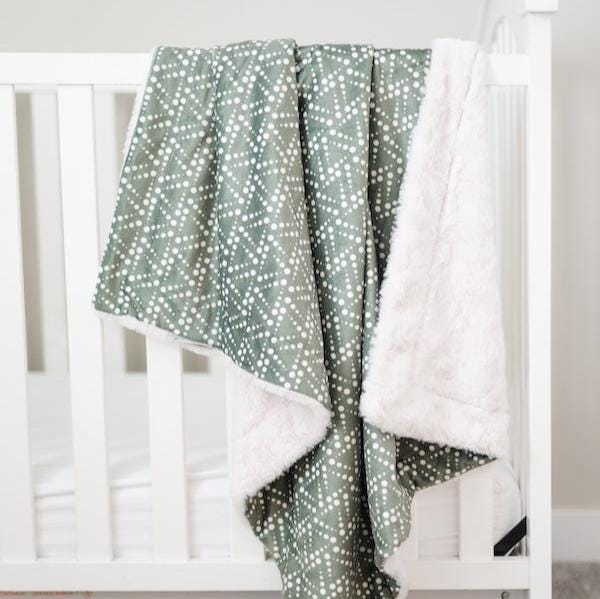 Triangle Adventure Green Baby Minky Blanket - MB6003 - Riley Blake Designs - Dots Geometric - Prepackaged Dreamy Baby Minky Blanket