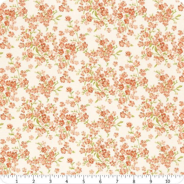Floral Nostalgia Forget-Me-Not Trail quilting cotton fabric by Liberty Fabrics for Riley Blake Designs. Features flowers on a cream background. Cute Little Fabric Shop