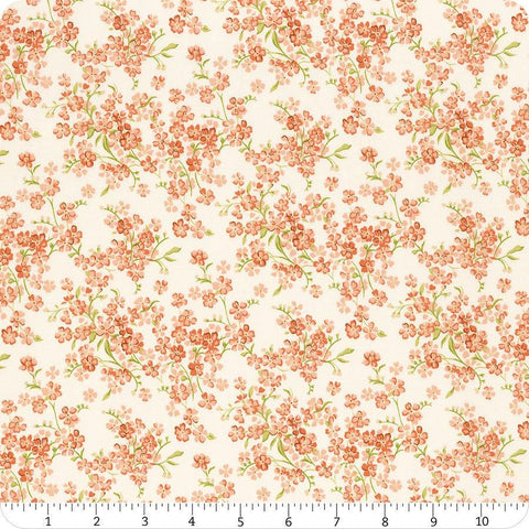Floral Nostalgia Forget-Me-Not Trail quilting cotton fabric by Liberty Fabrics for Riley Blake Designs. Features flowers on a cream background. Cute Little Fabric Shop