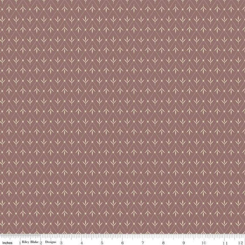 Image of Threads of Grace Ivy Marsala quilting cotton fabric by Kassidy Grace for Riley Blake Designs. Features leaves on a maroon background. Cute Little Fabric Shop