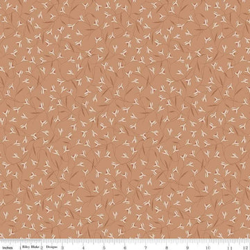 Image of Threads of Grace Snow Drop Clay quilting cotton fabric by Kassidy Grace for Riley Blake Designs. Features flowers on an orange background. Cute Little Fabric Shop