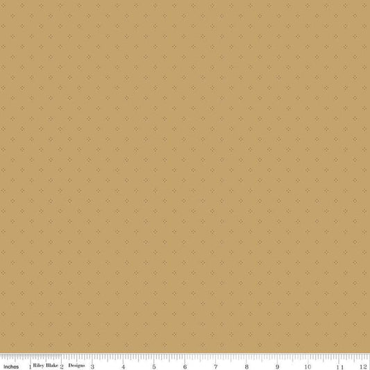 Image of Threads of Grace Dots Gold quilting cotton fabric by Kassidy Grace for Riley Blake Designs. Features dots on an orange background. Cute Little Fabric Shop