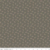 Image of Threads of Grace Toss Gray quilting cotton fabric by Kassidy Grace for Riley Blake Designs. Features cotton branches on a gray background. Cute Little Fabric Shop