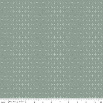 Image of Threads of Grace Ivy Dream quilting cotton fabric by Kassidy Grace for Riley Blake Designs. Features leaves on a blue background. Cute Little Fabric Shop