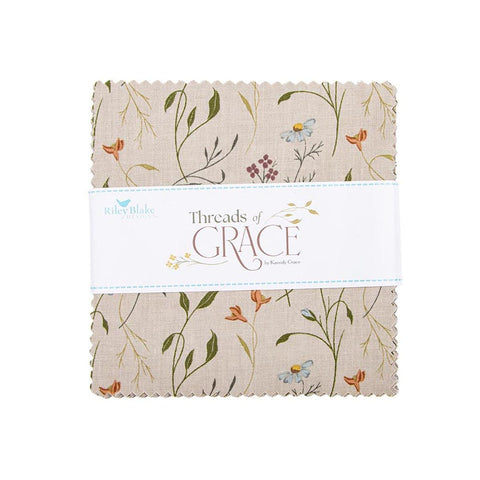 Threads of Grace 5" Stacker Bundle - Riley Blake Designs - 42 piece Precut Pre cut - Nature Plants - Quilting Cotton Fabric