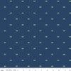 Image of Thomas & Friends™ 80th Anniversary Train Dots Navy quilting cotton fabric by Riley Blake Official Licensed Product for Riley Blake Designs. Features trains on a blue background. Cute Little Fabric Shop
