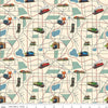 Image of Thomas & Friends™ 80th Anniversary Map Cream quilting cotton fabric by Riley Blake Official Licensed Product for Riley Blake Designs. Features train tracks on a cream background. Cute Little Fabric Shop