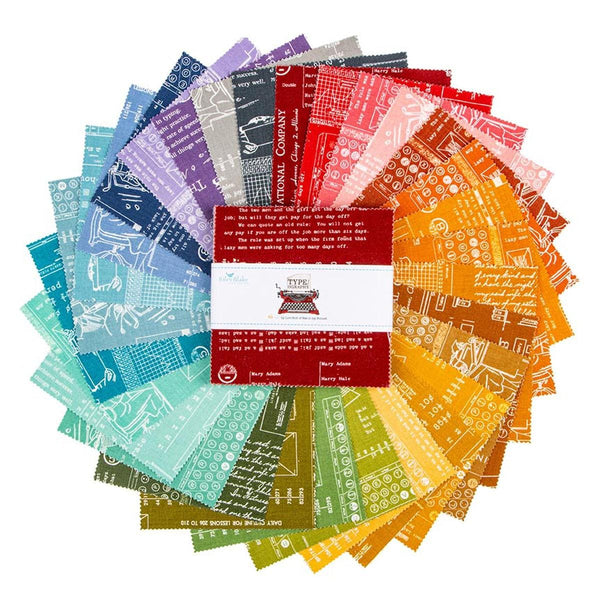 SALE TYPE/ography A 5" Stacker Bundle - Lori Holt - Riley Blake Designs - 42 piece Precut Pre cut - Text Writing - Quilting Cotton Fabric