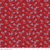 Image of Vera's Garden Leaves Red quilting cotton fabric by Vicki McCarty for Riley Blake Designs. Features leaves on a red background. Cute Little Fabric Shop
