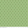 Image of Vera's Garden Dashes Green quilting cotton fabric by Vicki McCarty for Riley Blake Designs. Features shapes on a green background. Cute Little Fabric Shop