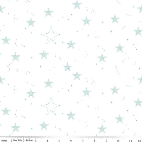 Image of Hush Hush 5 Wish Upon A Star quilting cotton fabric by Assorted Designers for Riley Blake Designs. Features stars on an off-white background. Cute Little Fabric Shop.